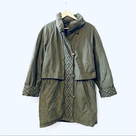 Vintage Quilted Forest Green Down Coat - Picture 2 of 8